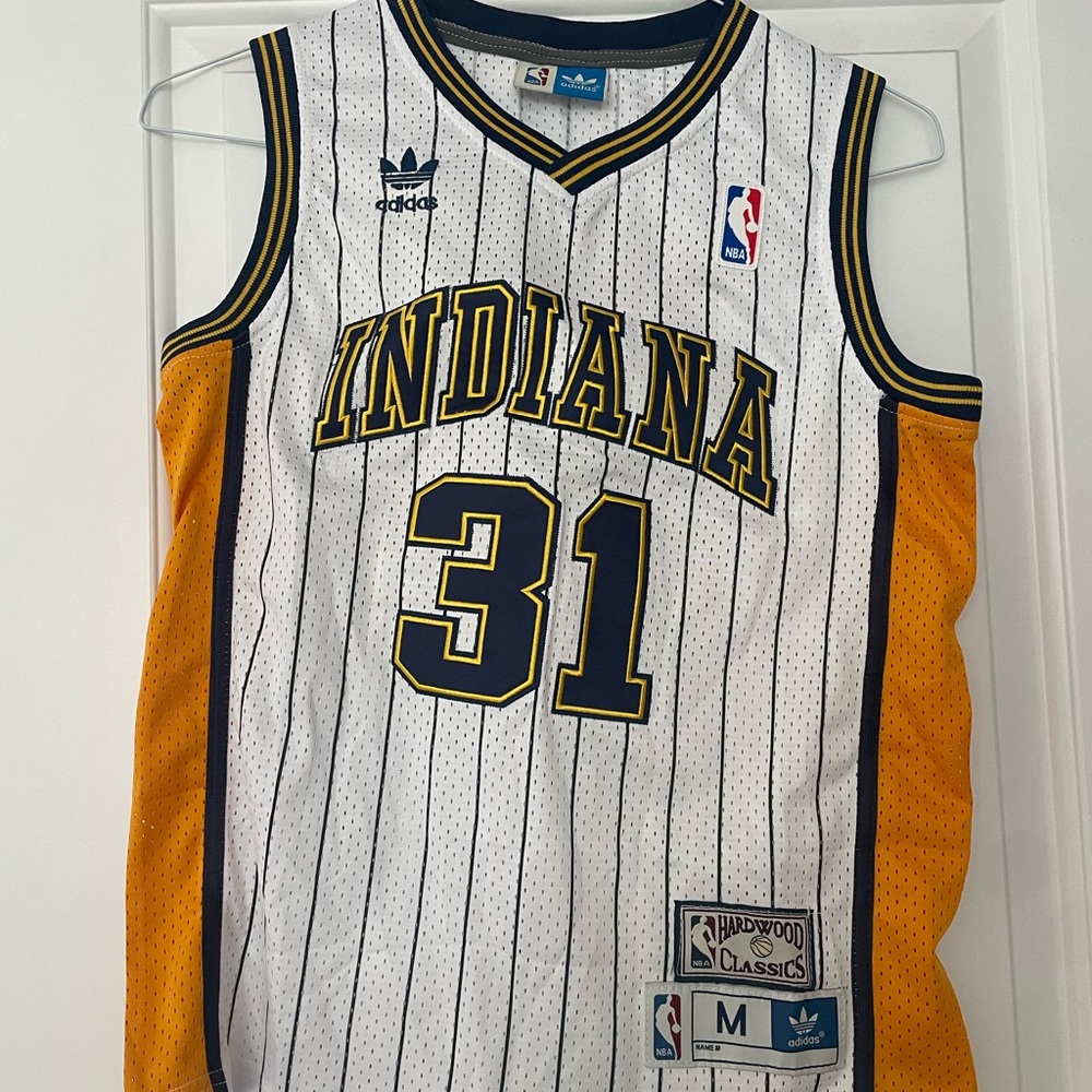 Adidas Indiana Pacers Reggie Miller Jersey - White and Gold